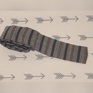 Vintage 50s Haband’s Ty Tweed Skinny Square End / Tip Tie Gray Striped Necktie